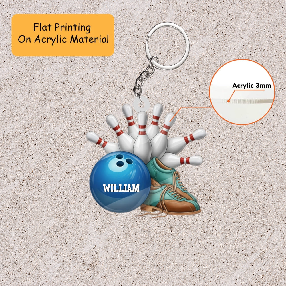 Personalized Sport Bowling Ornament, Custom Bowling Christmas Gift, Keychain Bowling, Car Ornament Bowling