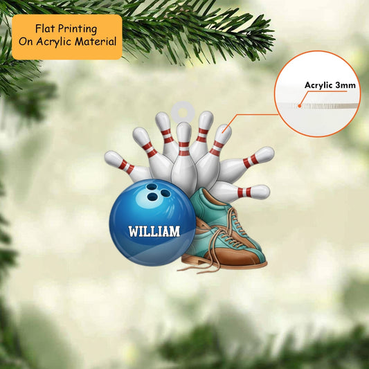 Personalized Sport Bowling Ornament, Custom Bowling Christmas Gift, Keychain Bowling, Car Ornament Bowling