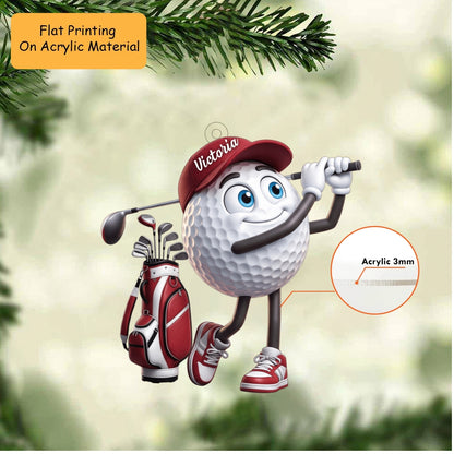 Personalized Christmas Golf Ornament, Ball Playing Golf Christmas, Custom Ornament Christmas Gift, Keychain Golf Christmas, Car Ornament Golf Christmas