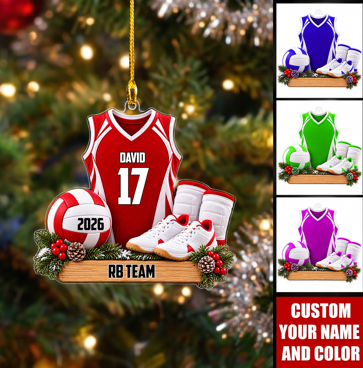 Personalized Volleyball Jersey Christmas Ornament, Uniform Set With Ball And Shoes, Custom Ornament Christmas Gift, Keychain Volleyball, Car Ornament Volleyball