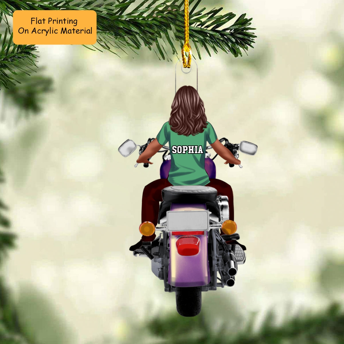 Personalized Motorcycle Girl Back View Flat Acrylic Keychain, Meaningful Gifts For Family Members, Friends Love Motorcycle