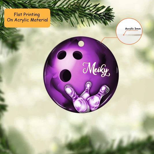 Personalized Bowling Ball Holding Pins Acrylic Ornament, Bowling Keychain, Car Ornament, Christmas Ornament Gifts