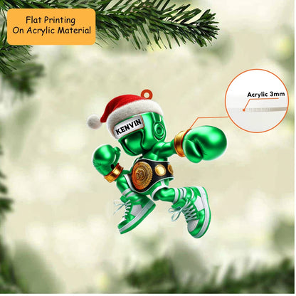 Personalized Boxing Christmas Ornament, Metallic Champion Boxer, Custom Ornament Christmas Gift, Keychain Bowling, Car Ornament Bowling