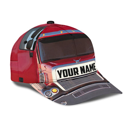 Customized Trucker Mesh Cap Hat, Red Truck Pattern Classic Caps, Perfect Hat For Trucker
