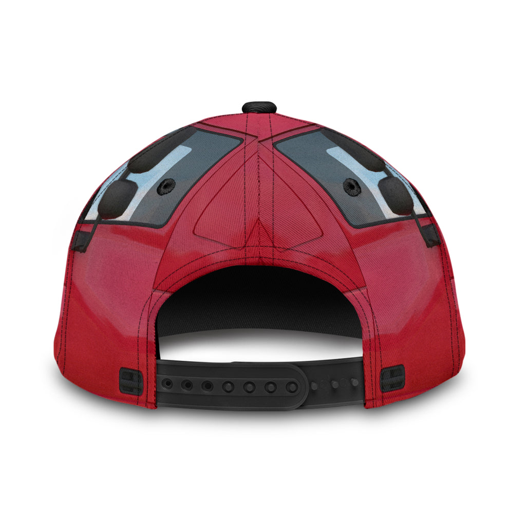 Customized Trucker Mesh Cap Hat, Red Truck Pattern Classic Caps, Perfect Hat For Trucker