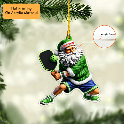 Personalized Santa Claus Playing Pickleball Christmas Ornament, Custom Pickleball Christmas Gift, Keychain Pickleball, Car Ornament Pickleball