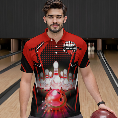 Custom Bowling Team Jerseys Polo Shirts, Bowling uniforms Ball & Pins Multicolor Jersey For Tournament Team Men Women Bowlers