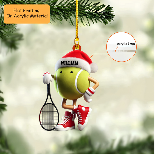 Personalized Tennis Ball Christmas Ornament, Cute Tennis Ball, Custom Ornament Christmas Gift, Keychain Tennis, Car Ornament Tennis