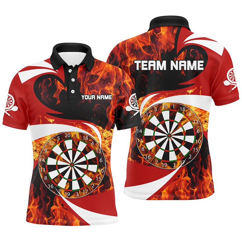 Custom Red Flame Darts Team Jersey Unisex Polo Shirts, Customize your very own unique Darts uniforms jersey designs