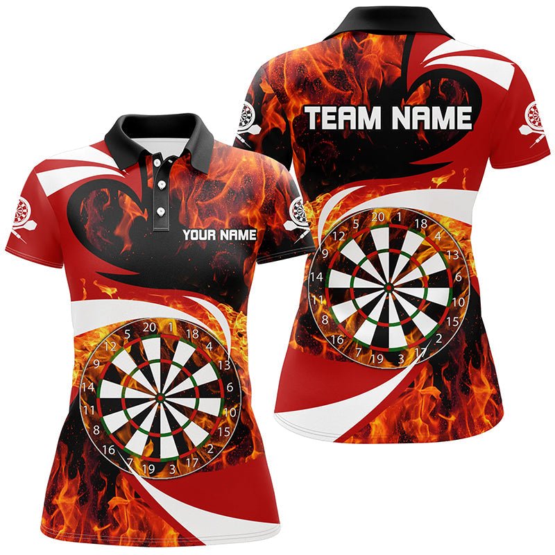 Custom Red Flame Darts Team Jersey Unisex Polo Shirts, Customize your very own unique Darts uniforms jersey designs