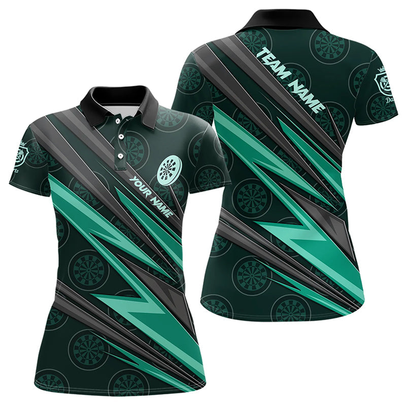 Custom Turquoise Dartboard Pattern Darts Men Polo Shirt Team,  Custom Darts Team Jerseys Uniform, Personalized Name And Team Name Shirts