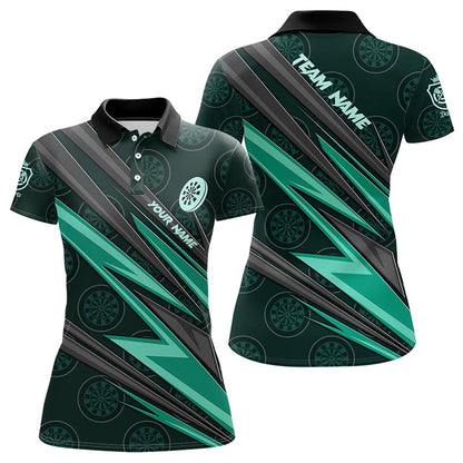 Custom Turquoise Dartboard Pattern Darts Men Polo Shirt Team,  Custom Darts Team Jerseys Uniform, Personalized Name And Team Name Shirts