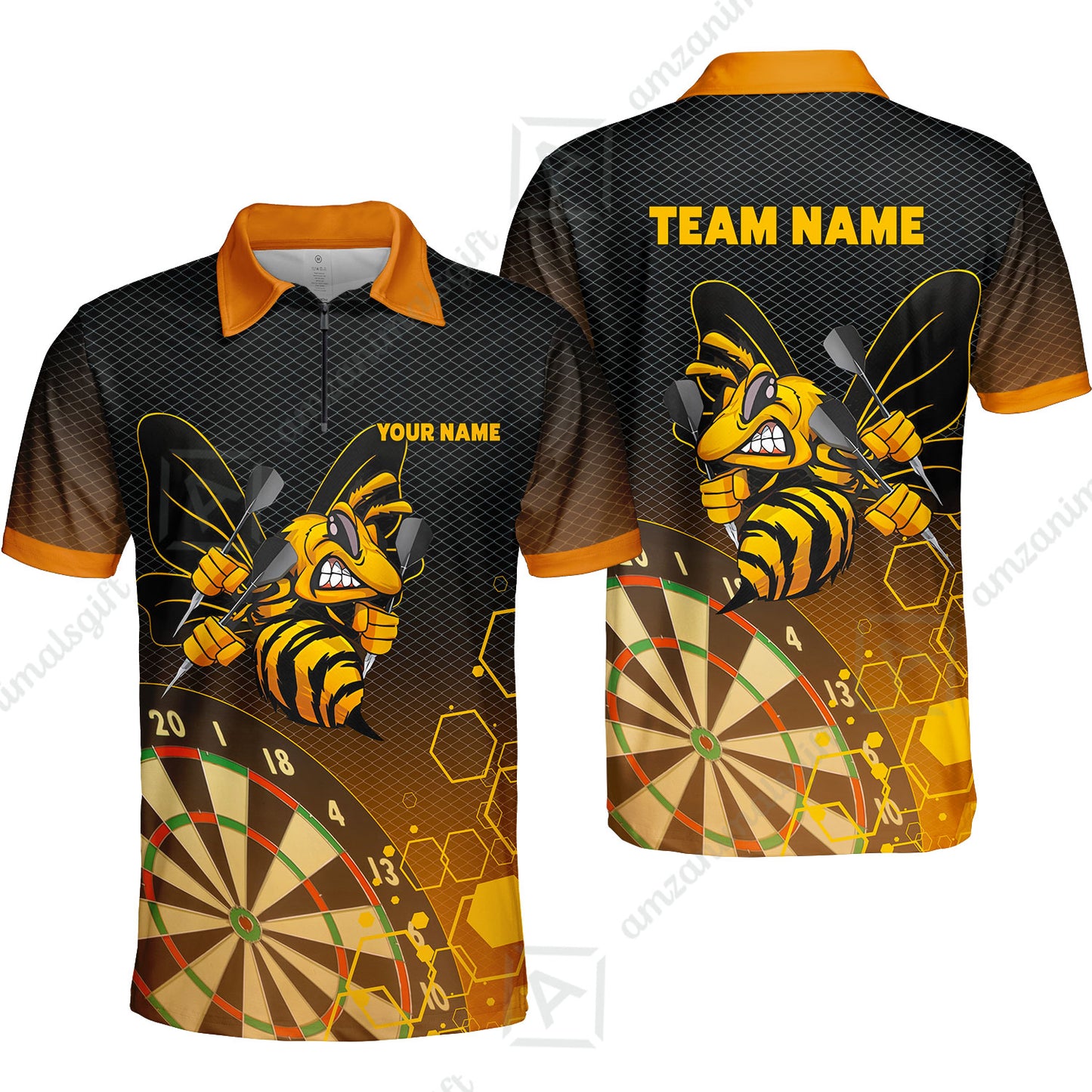 Personalized Darts Men Polo Shirt, Darts And Bee Customized Polo Shirt, Perfect Outfits For Darts Players, Darts Team
