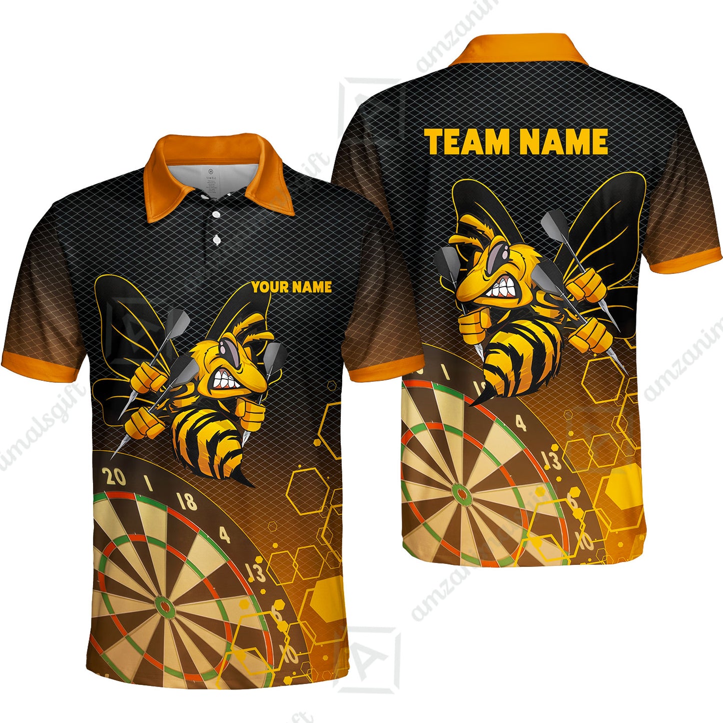 Personalized Darts Men Polo Shirt, Darts And Bee Customized Polo Shirt, Perfect Outfits For Darts Players, Darts Team