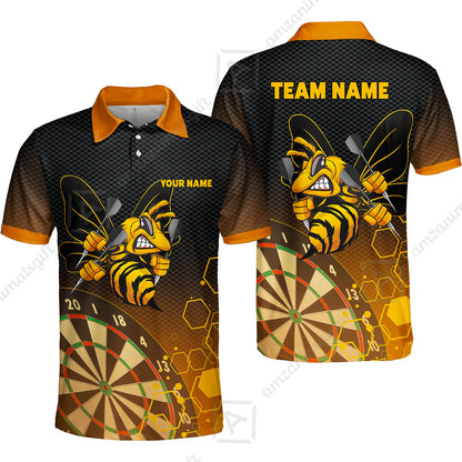 Personalized Darts Men Polo Shirt, Darts And Bee Customized Polo Shirt, Perfect Outfits For Darts Players, Darts Team