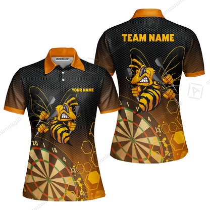 Personalized Darts Men Polo Shirt, Darts And Bee Customized Polo Shirt, Perfect Outfits For Darts Players, Darts Team