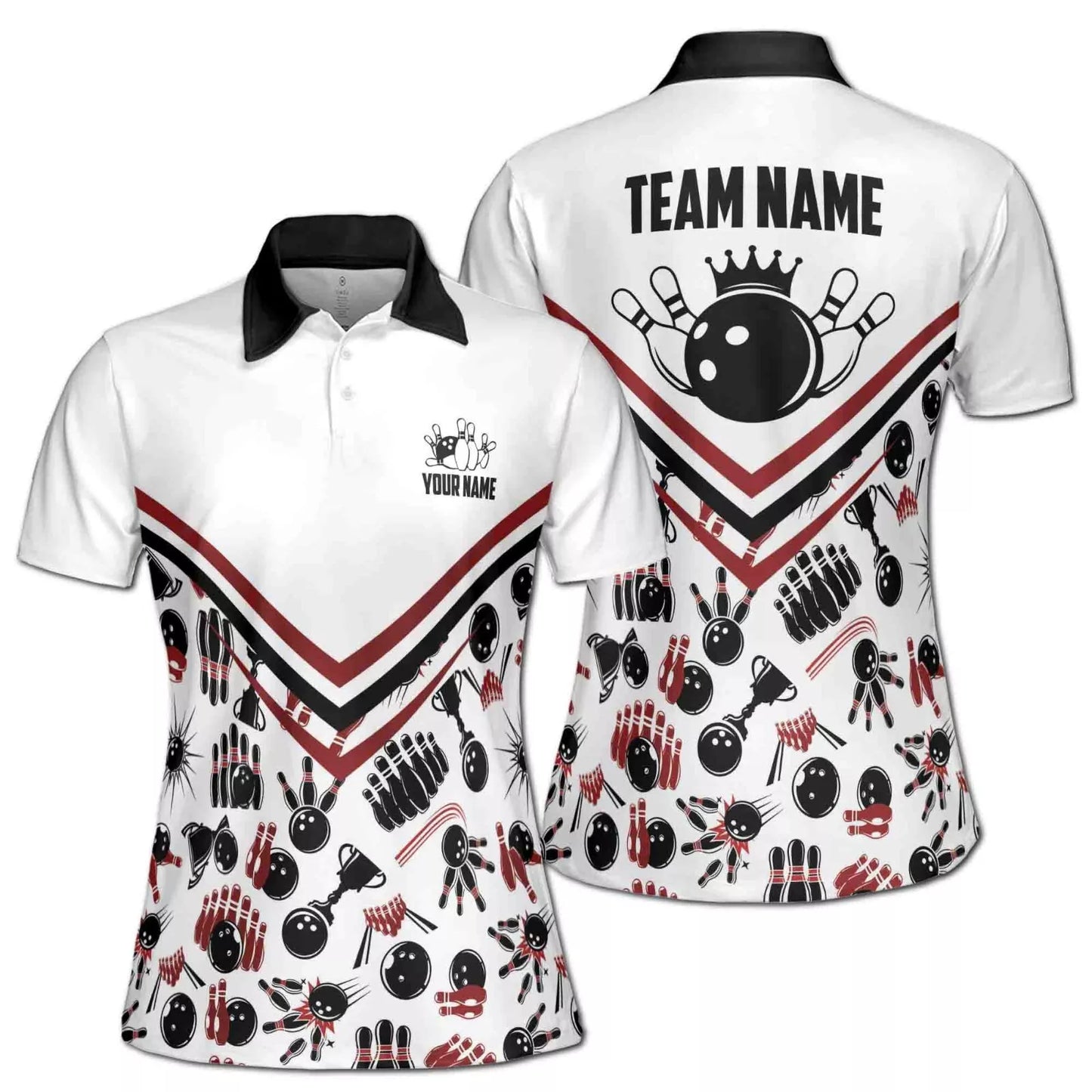 Custom Bowling Strike Bowling Pattern Team Unisex Polo Shirts, Customize your very own unique bowling uniforms jersey designs