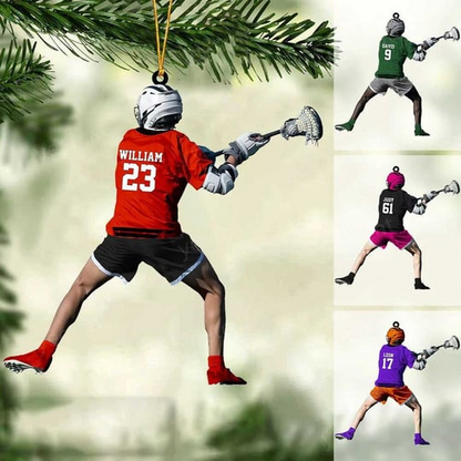 Personalized Lacrosse Man Acrylic Christmas Ornament, Lacrosse Team Gift For Husband, Lacrosse Lovers
