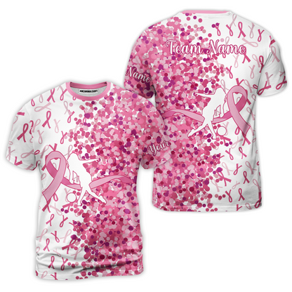 Custom Bowling Team Uniform Jerseys Pink Ribbon and Pink Dots, Bowling Shirt Personalized Name And Team Name