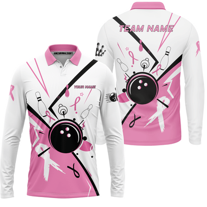 Custom Bowling Team Uniform Jerseys Pink and White sportswear with Ribbon, Bowling Shirt Personalized Name And Team Name
