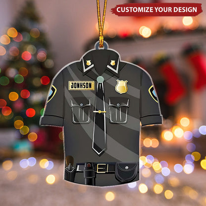 Personalized Police Uniform Flat Acrylic Ornament, Meaningful Christmas Ornament Gifts For Son, Grandson, Police