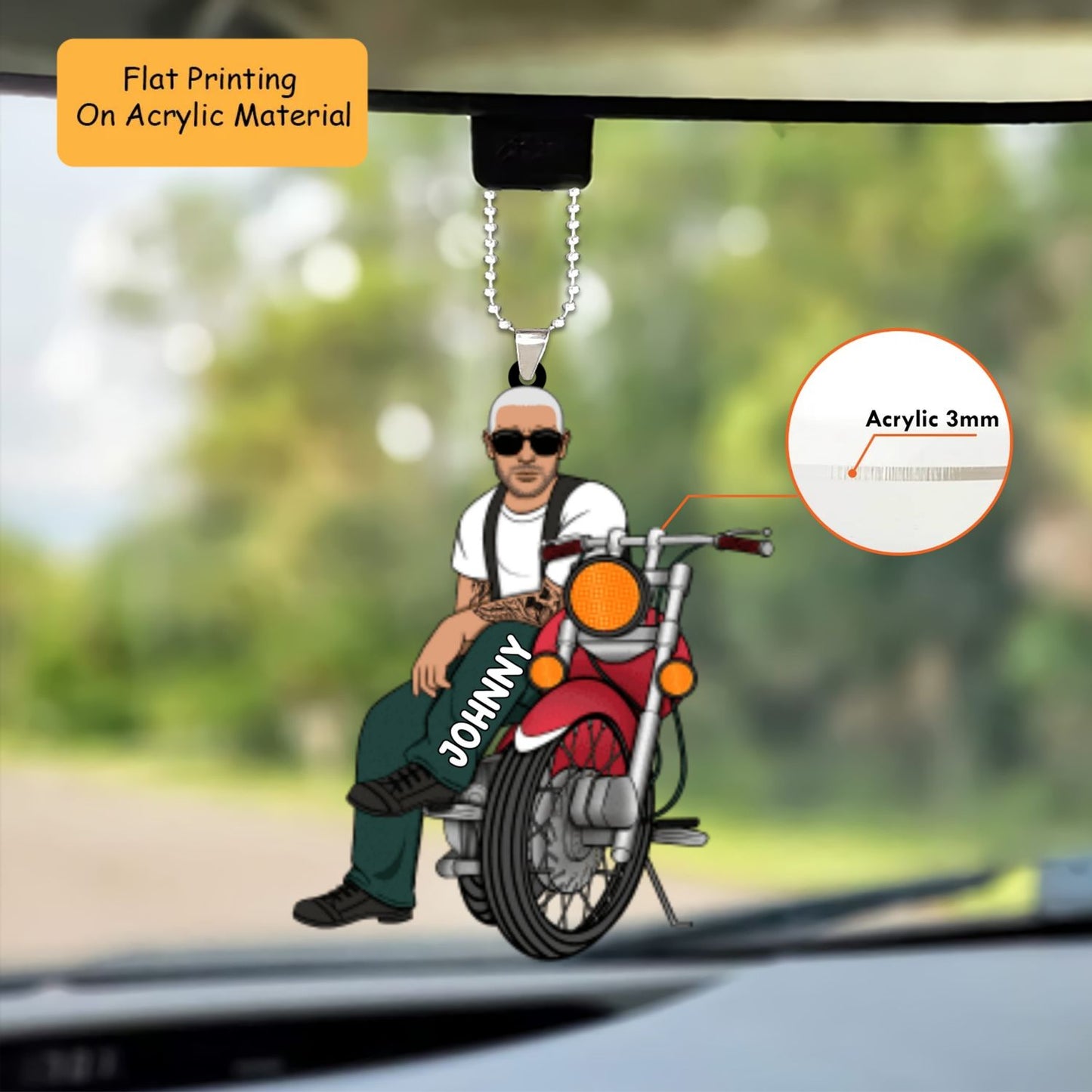 Personalized Christmas Biker Ornament, Biker Man, Custom Ornament Christmas Gift, Keychain Biker Christmas, Car Ornament Biker Christmas