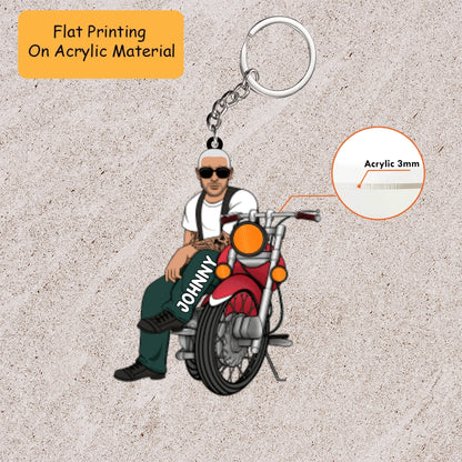 Personalized Christmas Biker Ornament, Biker Man, Custom Ornament Christmas Gift, Keychain Biker Christmas, Car Ornament Biker Christmas