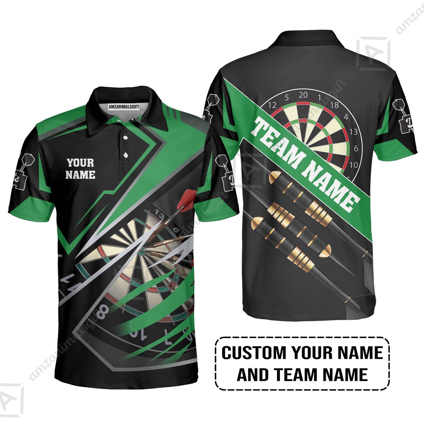 Personalized Darts Long Polo Shirt - Custom Name & Team Name Darts Long Polo Shirt