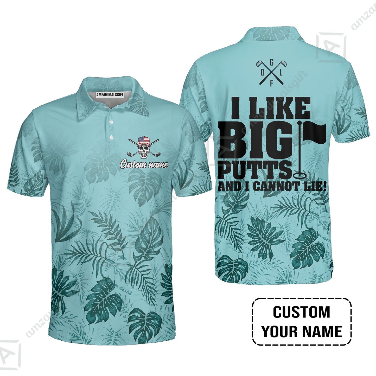 Golf Custom Name Long Polo Shirt - I Like Big Putts And I Cannot Lie Personalized Long Polo Shirt