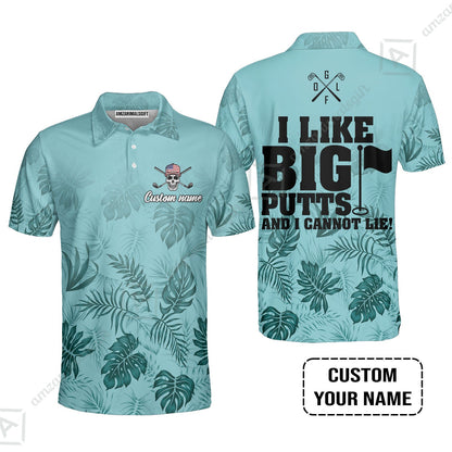 Golf Custom Name Long Polo Shirt - I Like Big Putts And I Cannot Lie Personalized Long Polo Shirt