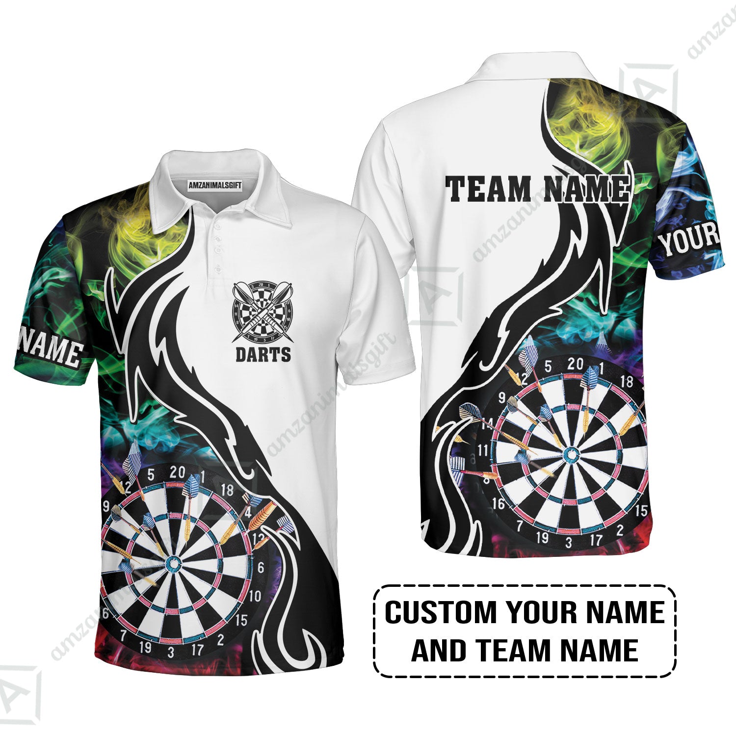 Custom Multicolor Darts Men Polo Shirt, Personalized Darts For Team Polo Shirt