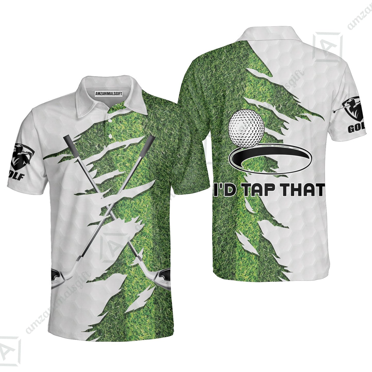 Green Golf Course Long Polo Shirt, I'd Tap That Golf Long Polo Shirt