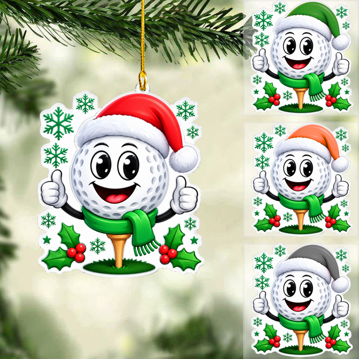 Personalized Golf Christmas Ornament, Happy Golf Ball, Custom Ornament Christmas Gift, Keychain Golf, Car Ornament Golf