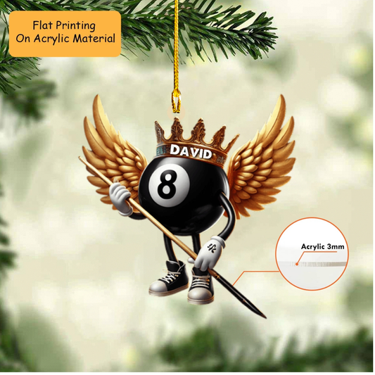 Personalized Christmas Billiard Ornament, Billiard Ball Wing Christmas, Custom Ornament Christmas Gift, Keychain Billiard Christmas, Car Ornament Billiard Christmas