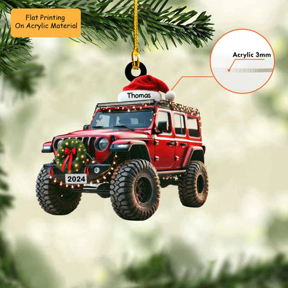 Personalized Wrangler Off-road Car Flat Acrylic Ornament, Meaningful Ornament Gifts For Family, Friends, Off-road Lovers