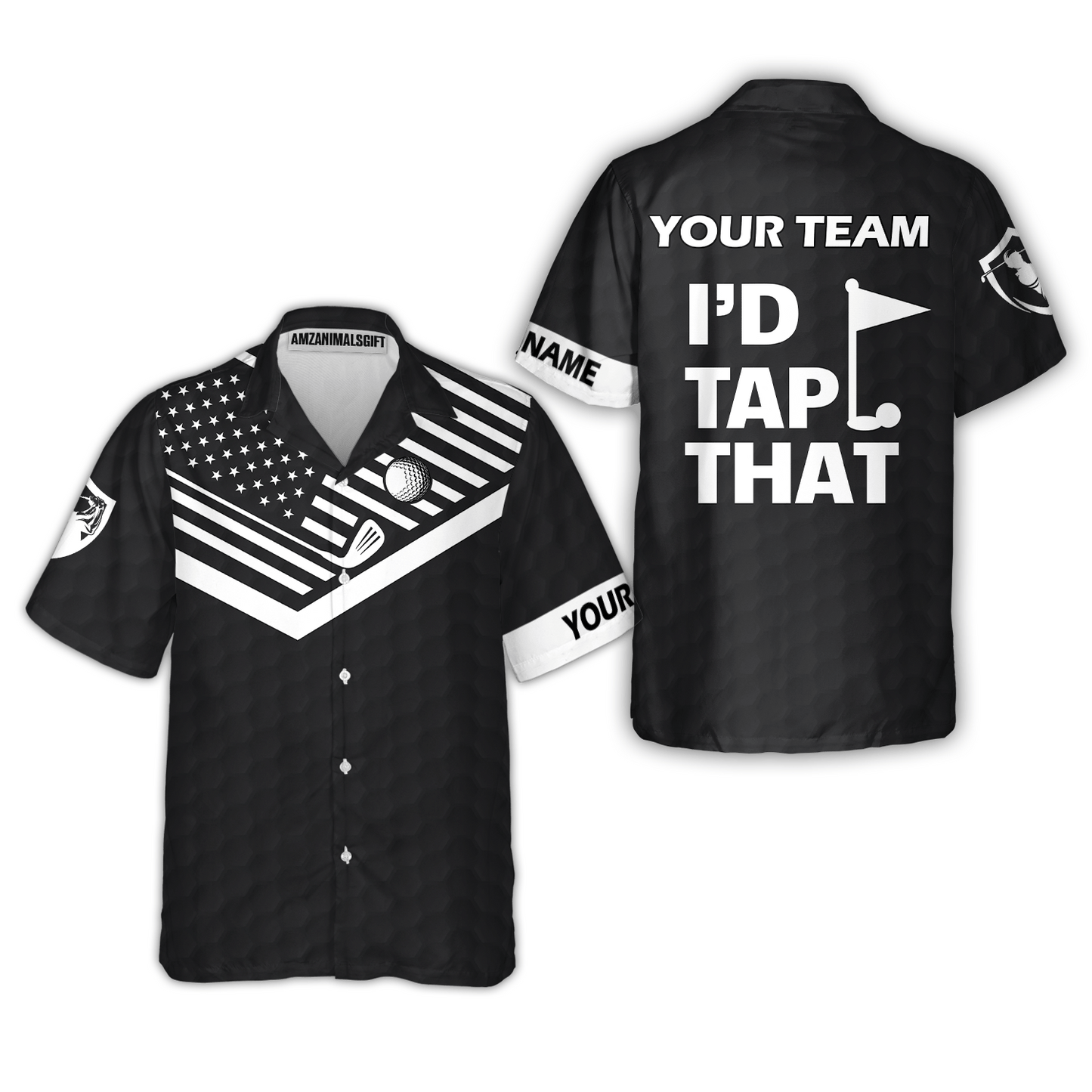 Personalized Golf American Flag Golf Hawaiian Shirt, I'd Tap That Golf Custom Shirt For Golf Players, Gift For Golfers
