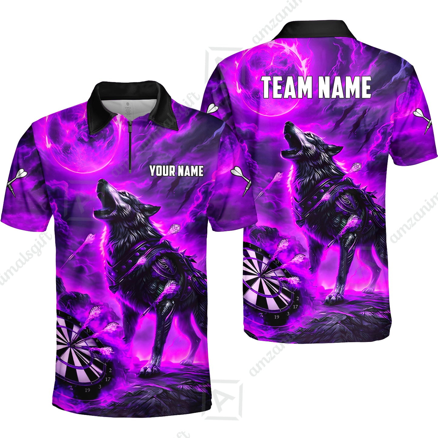 Custom Darts Team Jersey, Personalized Flaming Wolf Jersey Shirt For Players With Name & Team Name