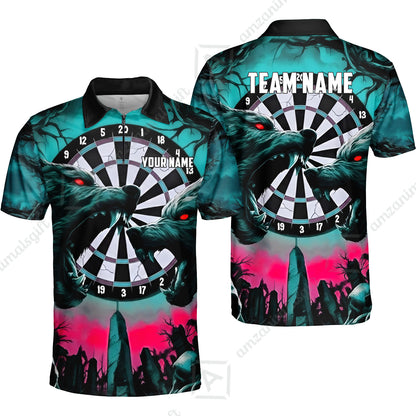 Custom Darts Team Jersey, Personalized Black Forest Wolves Dart Polo Shirt For Players With Name & Team Name