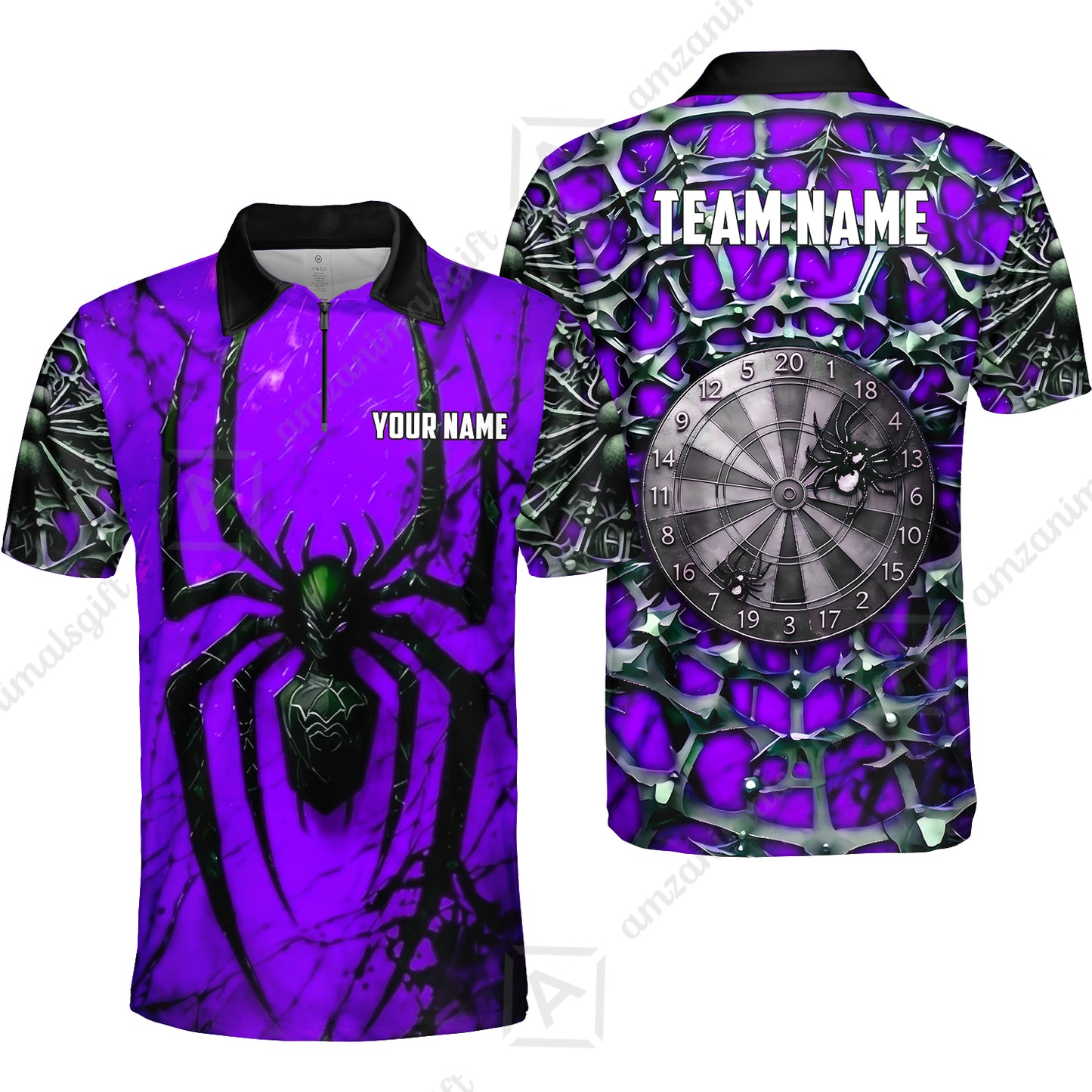 Custom Darts Jersey Polo Shirt, Gothic Widow Spiderweb, Custom Dart Jersey Team Shirt For Players With Name & Team Name