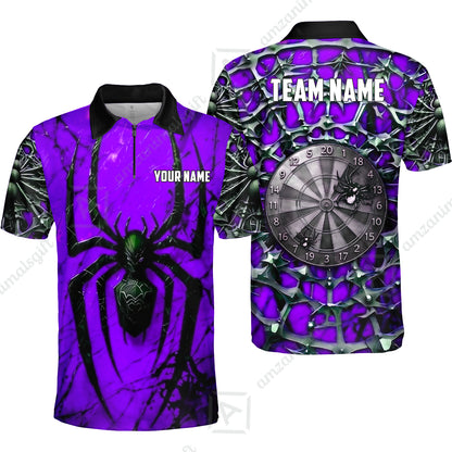 Custom Darts Jersey Polo Shirt, Gothic Widow Spiderweb, Custom Dart Jersey Team Shirt For Players With Name & Team Name