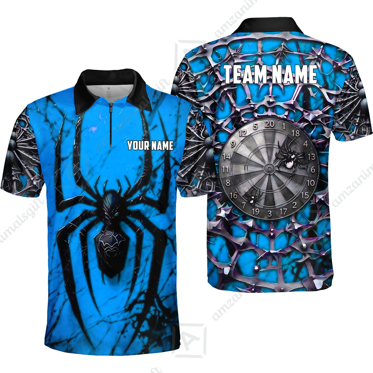 Custom Darts Jersey Polo Shirt, Gothic Widow Spiderweb, Custom Dart Jersey Team Shirt For Players With Name & Team Name