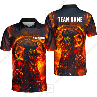 Custom Darts Jersey Polo Shirt, Ghost Pirate, Custom Dart Jersey Team Shirt For Players With Name & Team Name