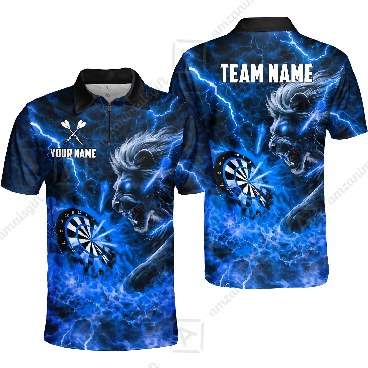 Custom Darts Team Jersey, Personalized Lightning Lion Jersey Shirt For Players With Name & Team Name
