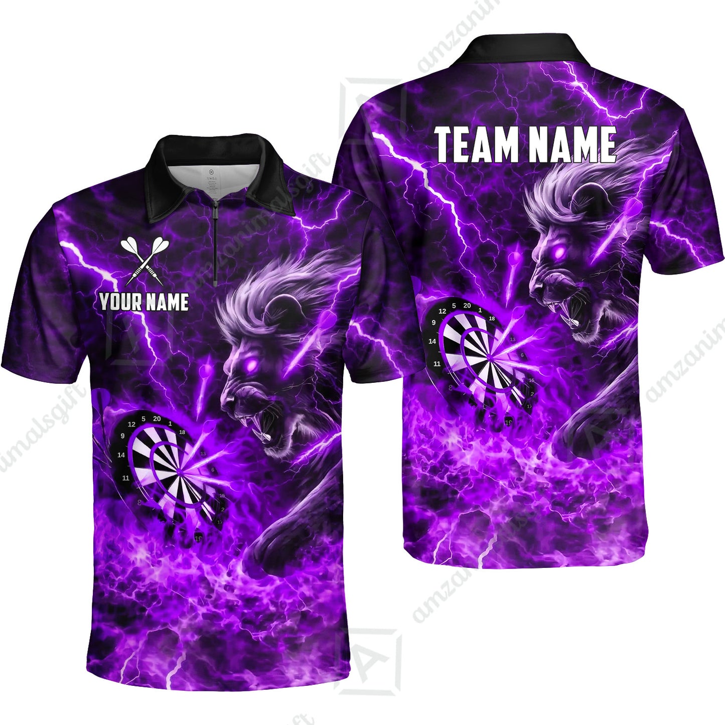 Custom Darts Team Jersey, Personalized Lightning Lion Jersey Shirt For Players With Name & Team Name