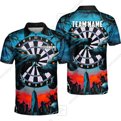 Custom Darts Team Jersey, Personalized Black Forest Wolves Dart Polo Shirt For Players With Name & Team Name