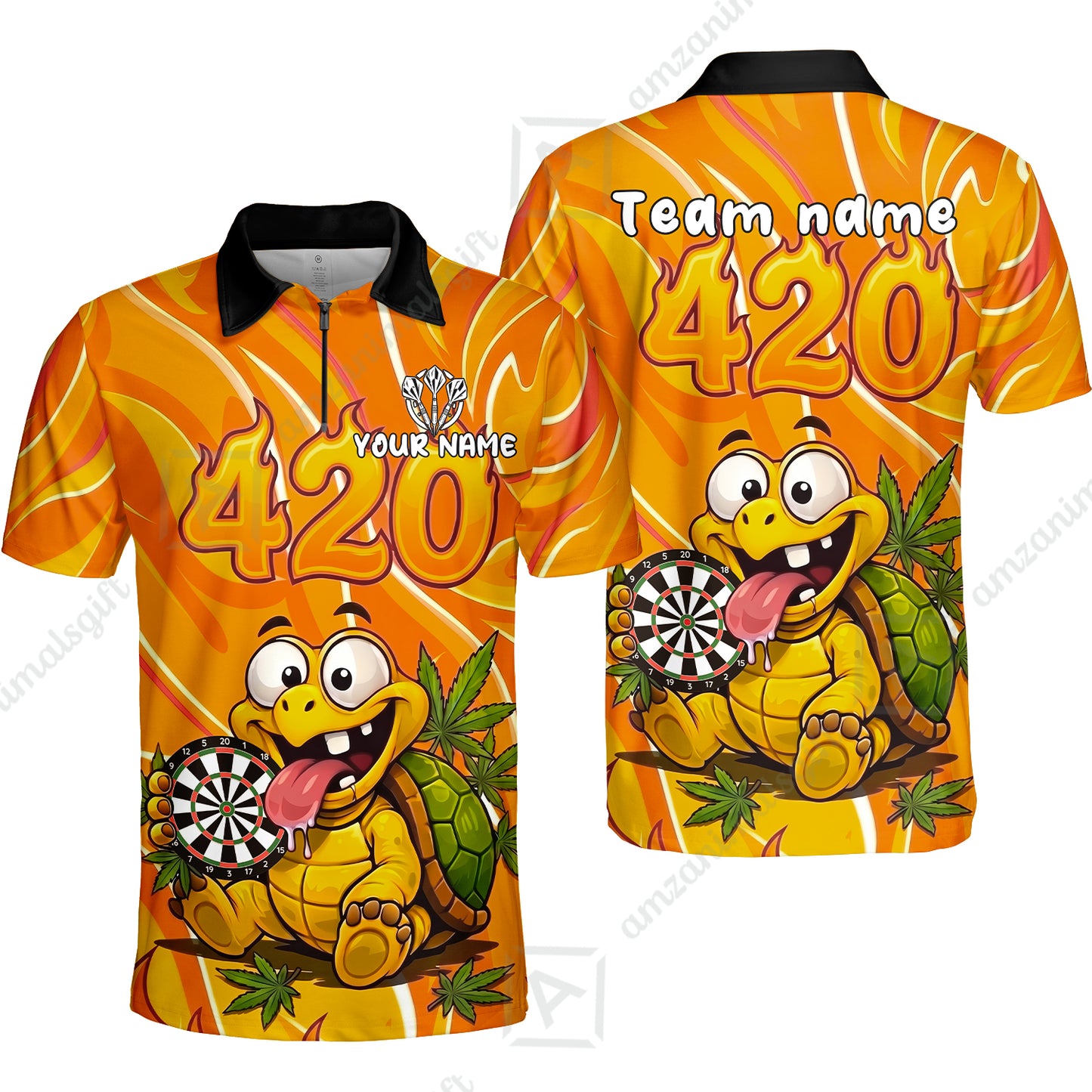 Custom Dart Jersey Team Shirt For Players, Funny Turtle 420, Personalize Name and Team Name