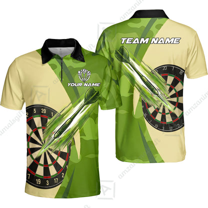 Quarter-Zip Polo Shirt||Green