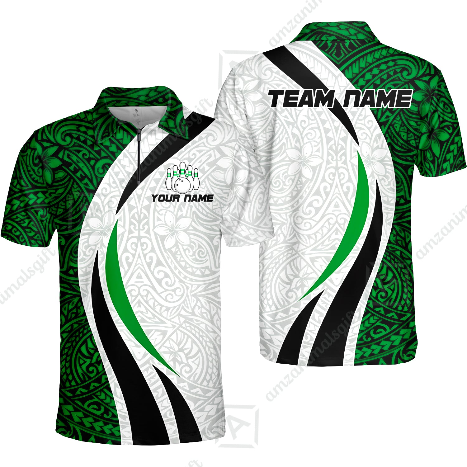 Quarter-Zip Polo||Green