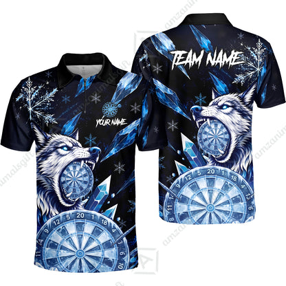 Customized Ice Wolf Crystal Winter Mascot Darts Jersey, Personalized Name And Team Name For Players