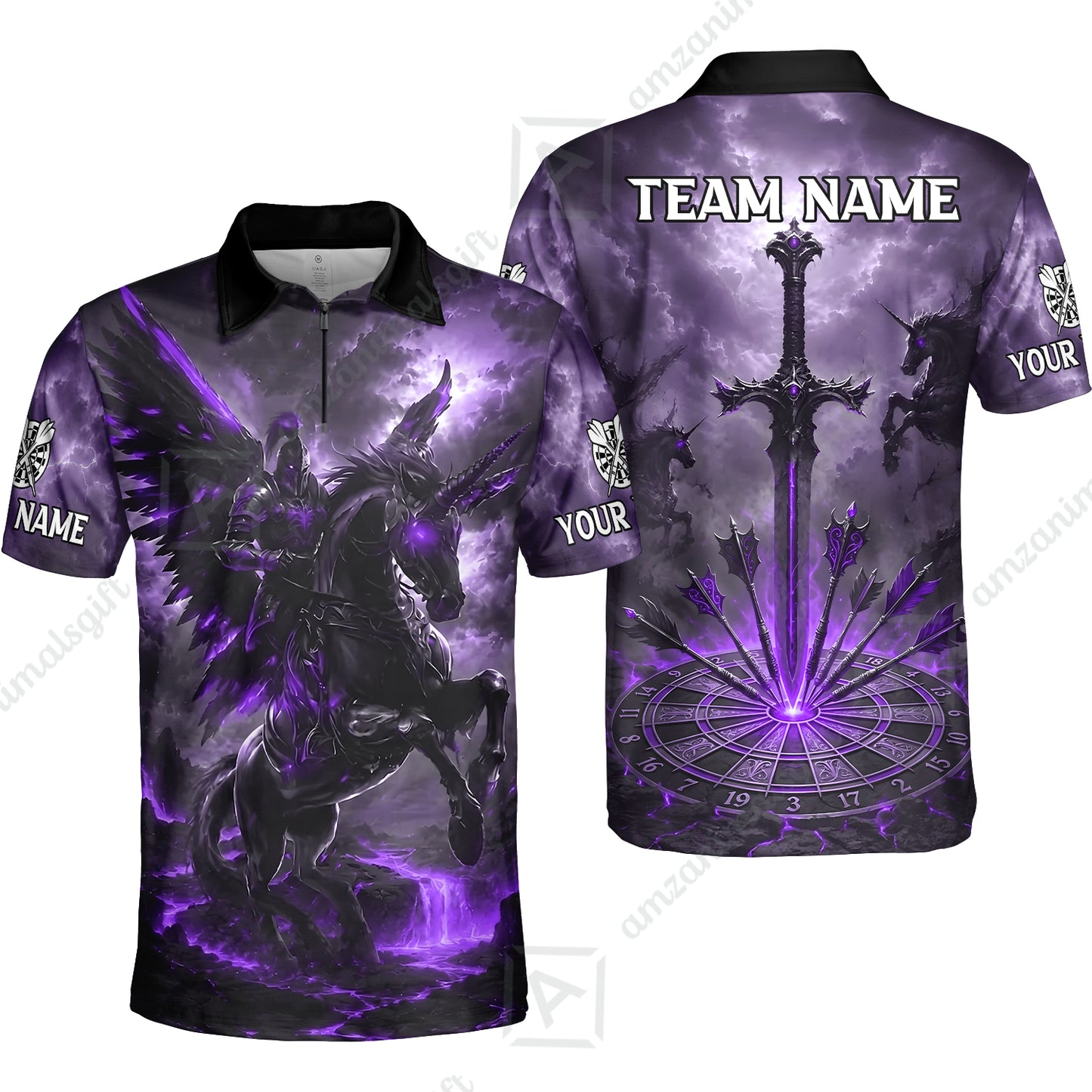 Quarter-Zip Polo Shirt||Purple